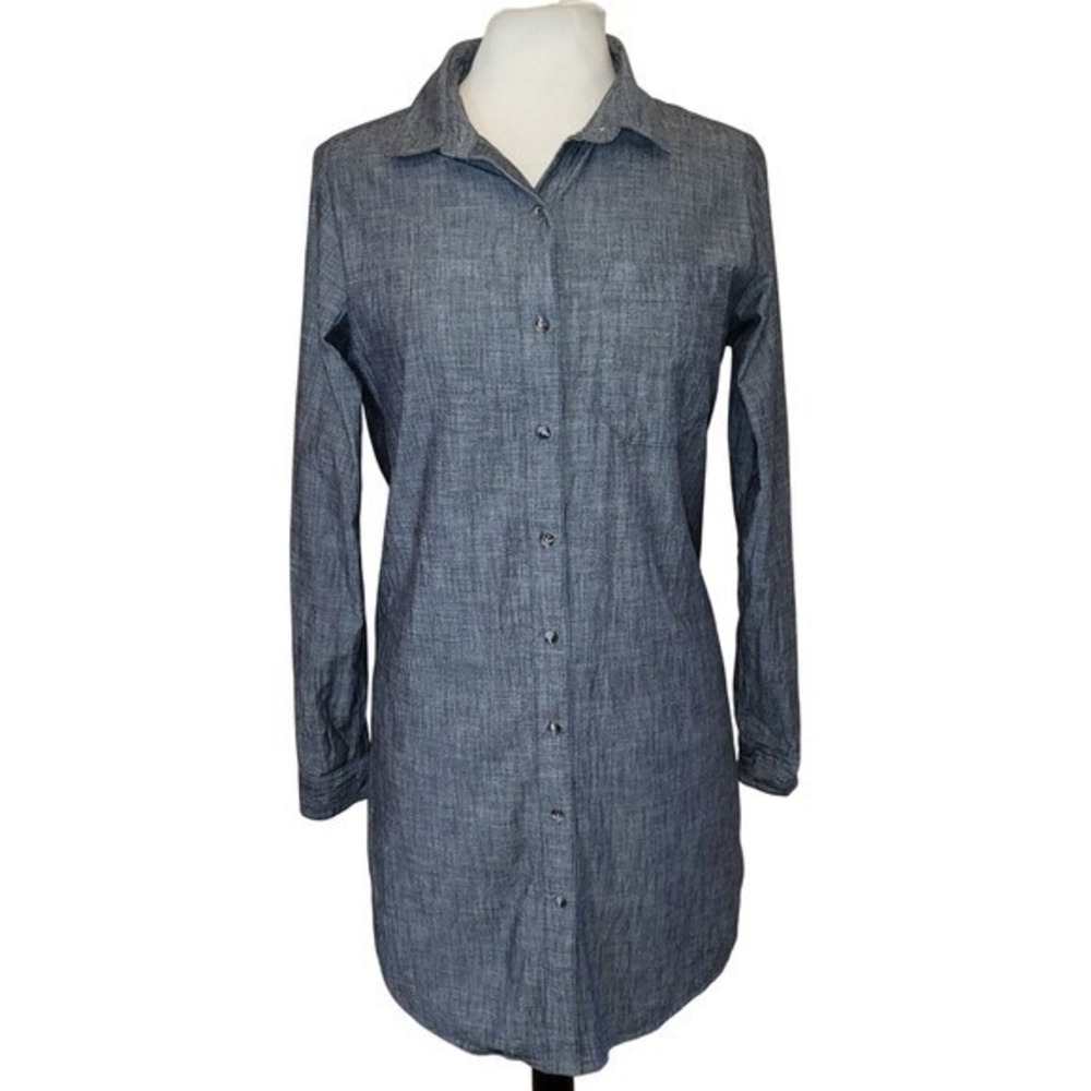 The North Face Chambray Gray Long Sleeve Cotton Gorpcore Shirt Dress Small - Picture 2 of 7